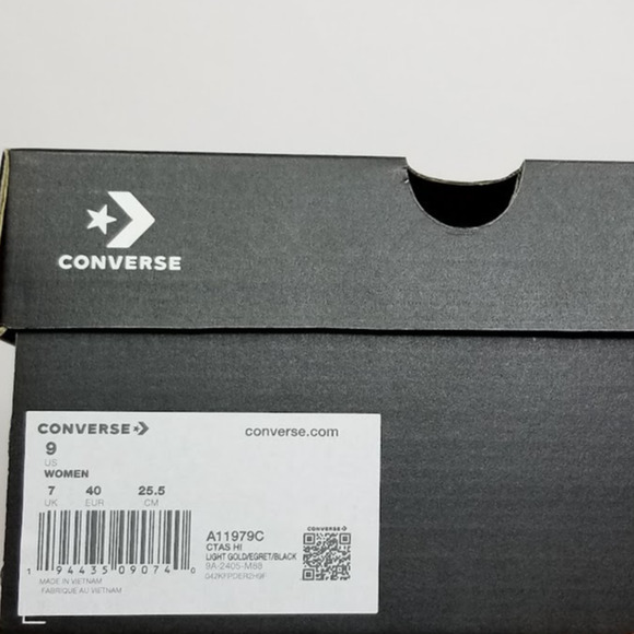 Converse Women's CTAS Metallic Hi Top Sneakers Size 9 Light Gold #A11979C NWT - Picture 9 of 9